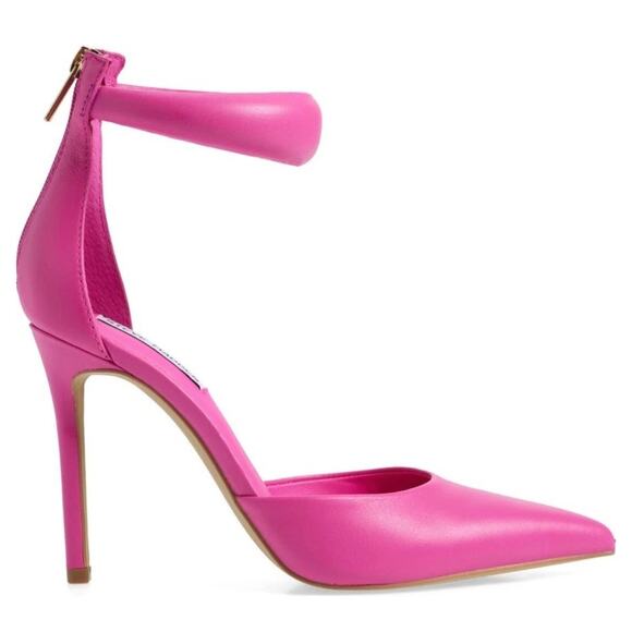 Steve Madden Ele Puff Ankle Strap Barbie Pink Bubblegum Heels New Size 6 Pointed - Picture 11 of 11